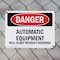 Signmission Automatic Equipment Start Without Warning Danger Sign, Plastic, 10in W x 7in L, 2PK OS-2PACK-DS-P-710-L-1846 - alternate 2